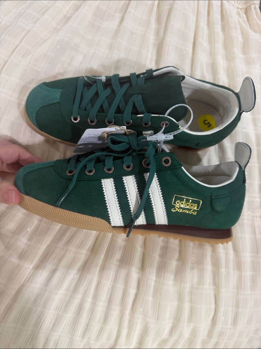 adidas Samba Suede Sneakers in Dark Green with White Stripes